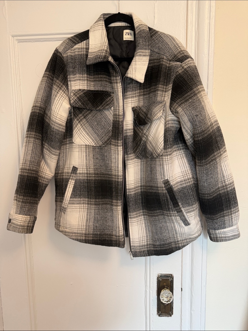 Zara Monochrome Plaid Zip Shacket